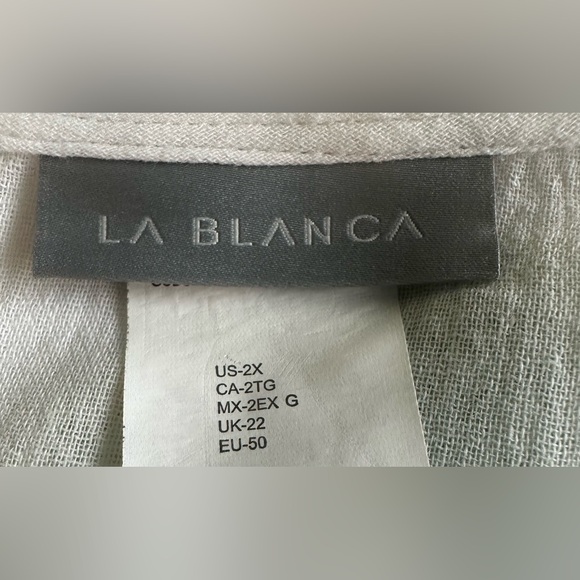 La Blanca Island Fare Cotton Crochet Lace Trim Tunic Swim Coverup - 2X - Picture 5 of 10